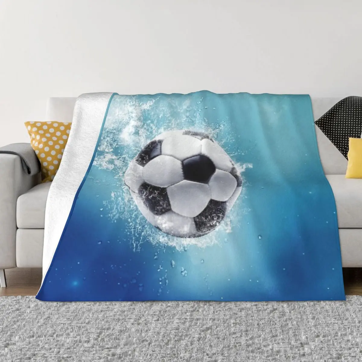 

Soccer Water Splash Throw Blanket Dorm Room Essentials Giant Sofa Blanket Moving Blanket