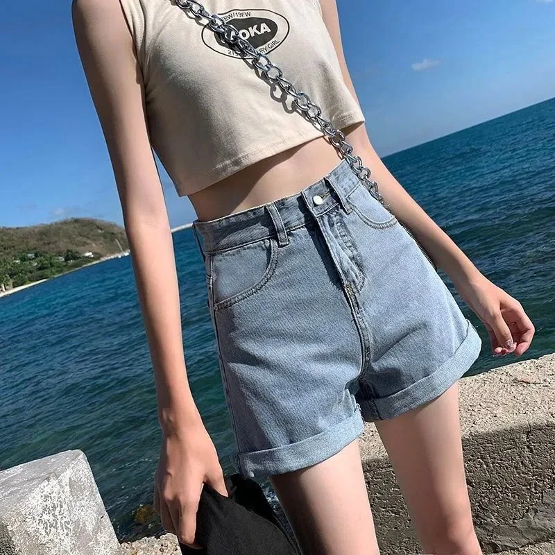 nike pro shorts Chic Streetwear High Waist Shorts Denim De Mujer Pocket Summer Short Jeans Feminino Women Gray Pants Sexy Hot Girls Estate Donna women's swim shorts