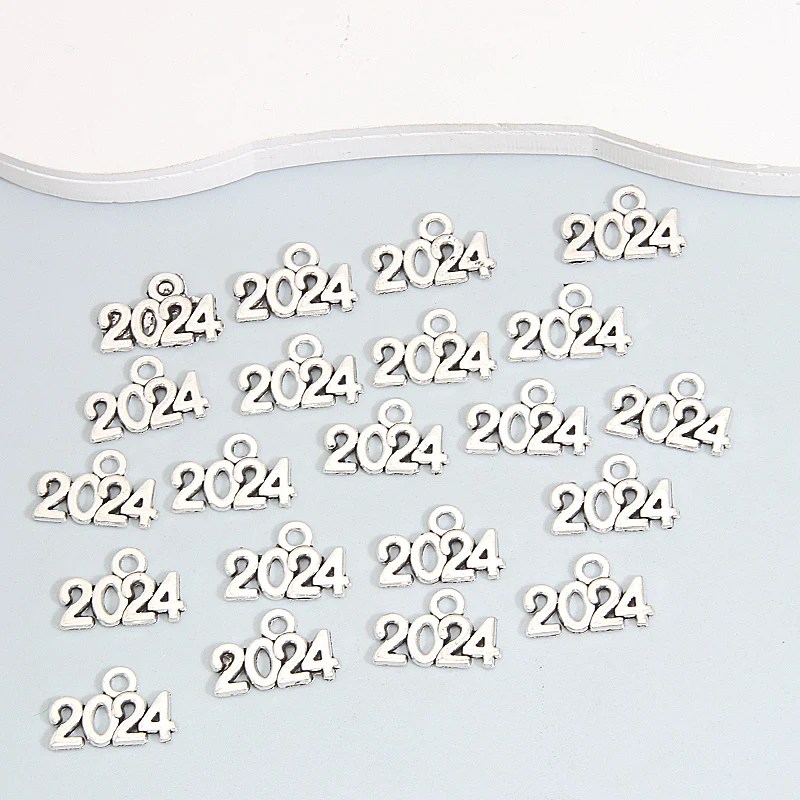 NUOBESTY 100pcs 2024 2024 Pendant 2024 Year Letter Charms Graduation  Earrings Charm Necklace Making Findings 2024