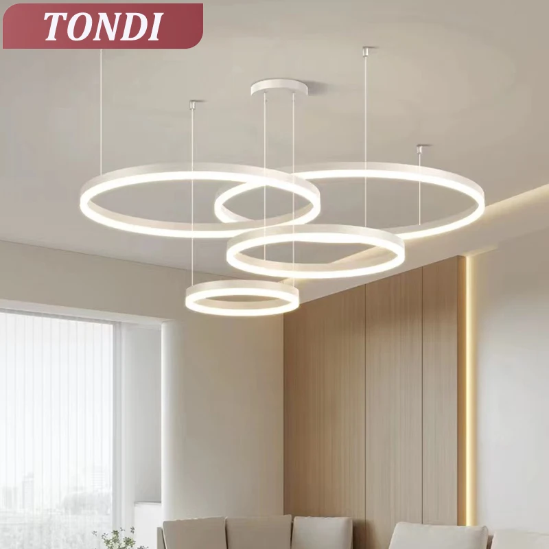 LED Ceiling Light Modern LED Living Room Chandelier White/Gold Ring Ceiling Light For Dining Room Bedroom Kitchen Lustre Home Indoor Lighting