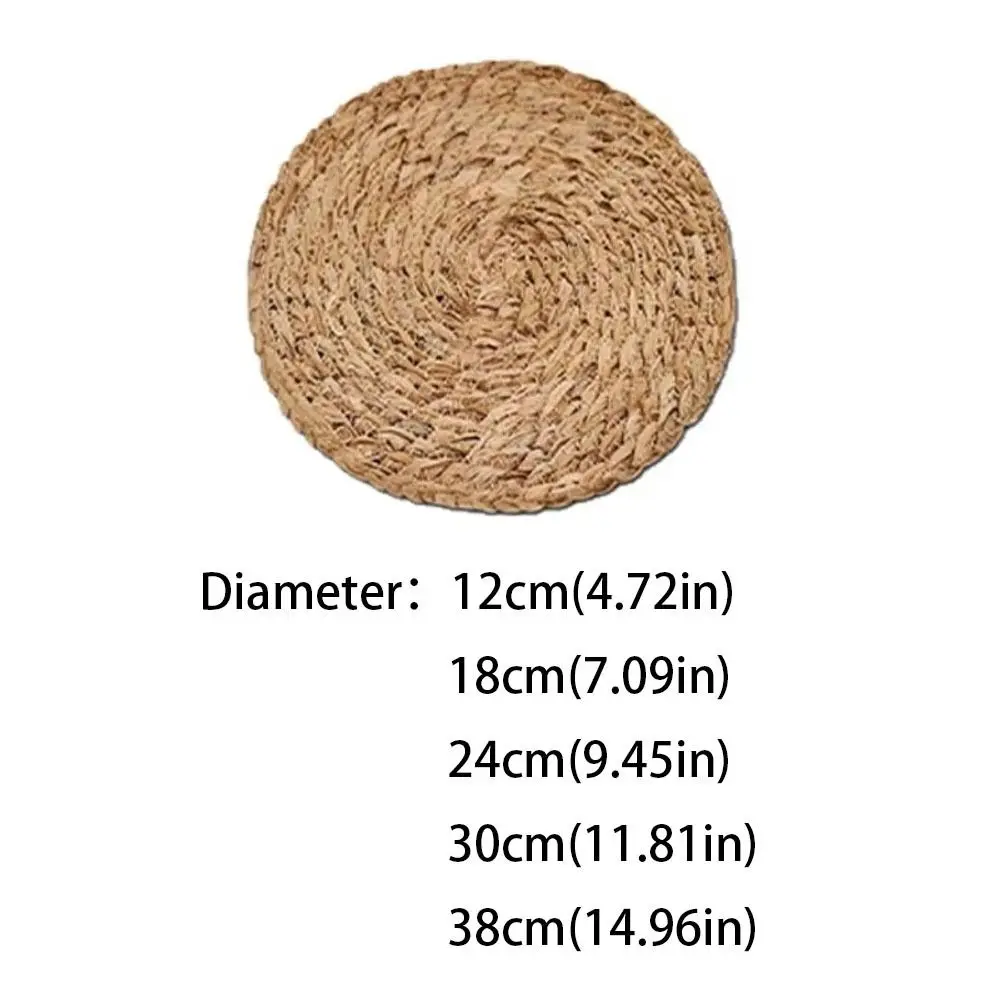Straw Braided Round Handwoven Rattan Placemats Non-Slip Heat Resistant Heat Insulation Mats Woven Placemats Dining Table