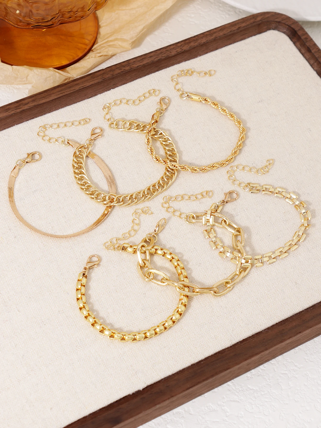 Punk Fashion Metal Chain Combo Set Metal Link Chain Chunky 6 Piece