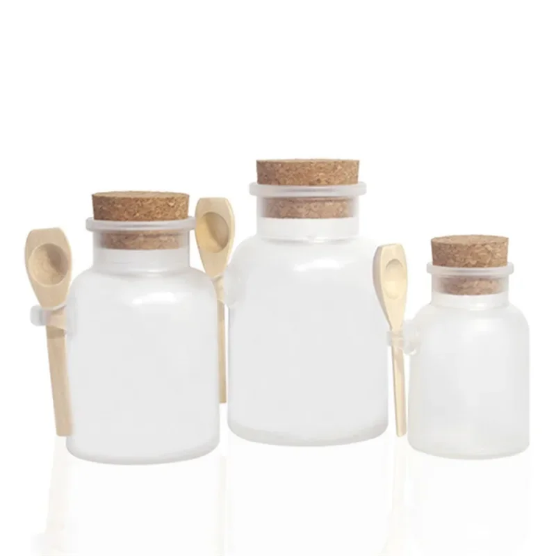 10PCS*100/200/300ML Bath Salt Bottle ABS Matte Plastic with Cork Cover Wooden Spoon Mask Powder Cream Empty Refillable Container zinger расческа для волос classic wh8 wooden look plastic pins