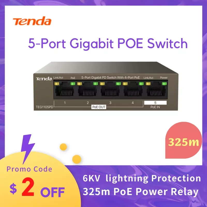 Tenda Poe Switch 5/6/10 Porte Gigabit Fast Network Switch Gigabit Work Telecamera Di Sorveglianza Ip Smart Switch Switch Ethernet Poe Switch