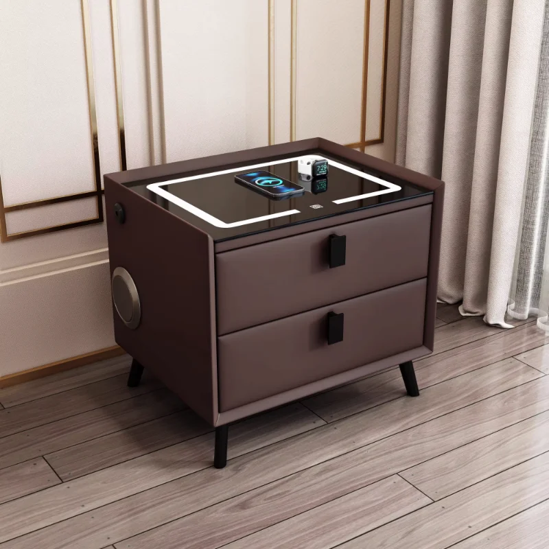 

Smart Bedside Table Simple Modern Wireless Charging Nightstands Bluetooth Audio Solid Wood Luxury Multifunction Furniture WKNS