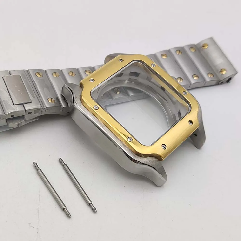 Men's New 38mm Automatic Mechanical Watch Case Fittings with Stainless Steel Strap for Calibre NH35 NH36 NH70, 27mm Dial