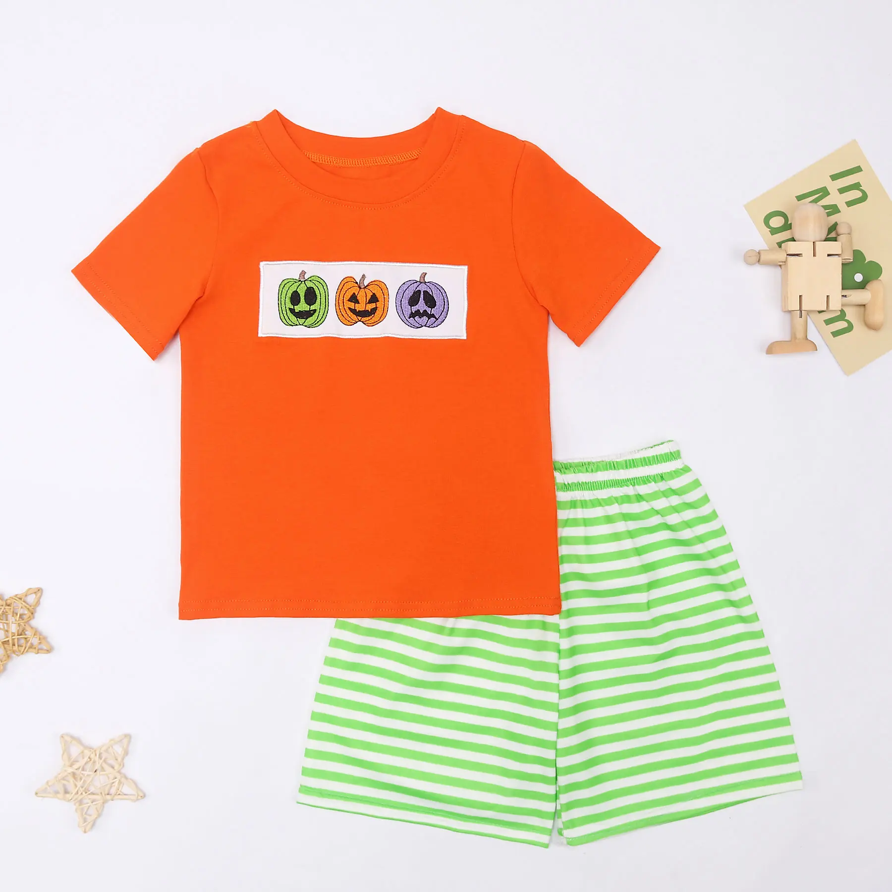 

Kids Baby Boys Summer Clothes Sets Infant Cartoon Pumpkin Cotton Round Neck T-shirt+Shorts 2Pcs Suit Children's Wear 0-8T