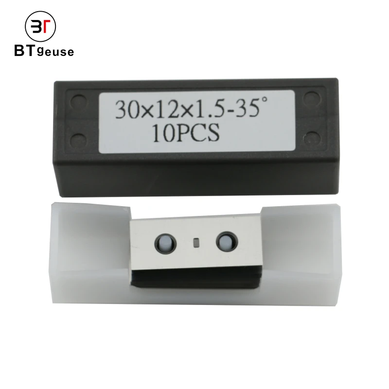 

10pcs Rectangular Solid Carbide Insert Cutter Knives(30X12X1.5--35degree）4-Edge for Wood Lathe Rougher Turning Tools