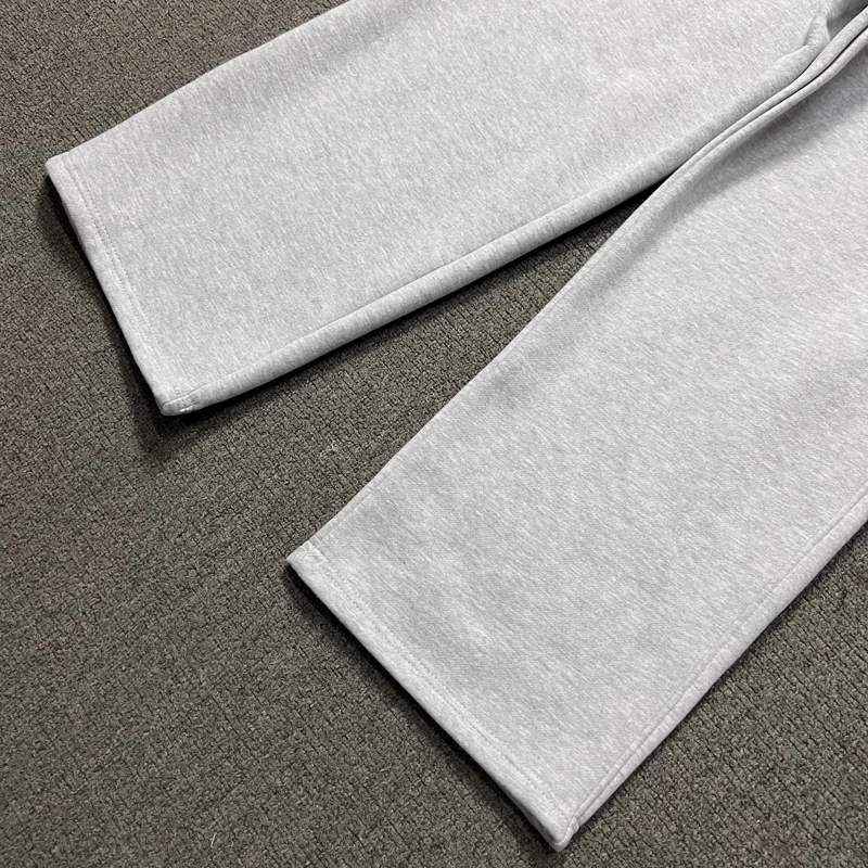 ADWYSD Pants European American Sun Roll Printed Fleece Cotton Solid Color Casual Straight Leg Sweatpants Women Men Trousers 2