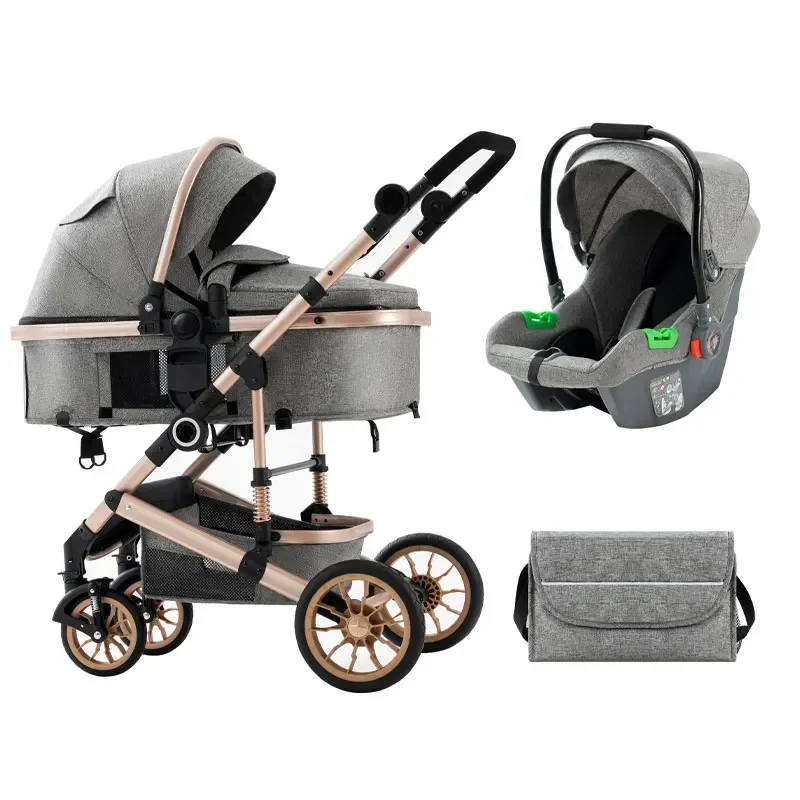 High Landscape Baby Stroller 3 in 1 With Car Seat and Stroller Luxury Infant Set Newborn Baby Car Seat Trolley