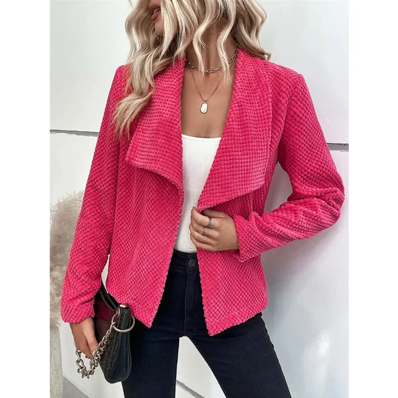 New Autumn and Winter Solid Color Large Lapel Short Long-sleeved Women's Jacket
