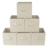 NEW Collapsible Cube Fabric Storage Bins (10.5" x 10.5"), 6 Pack, Vanilla Dream 1