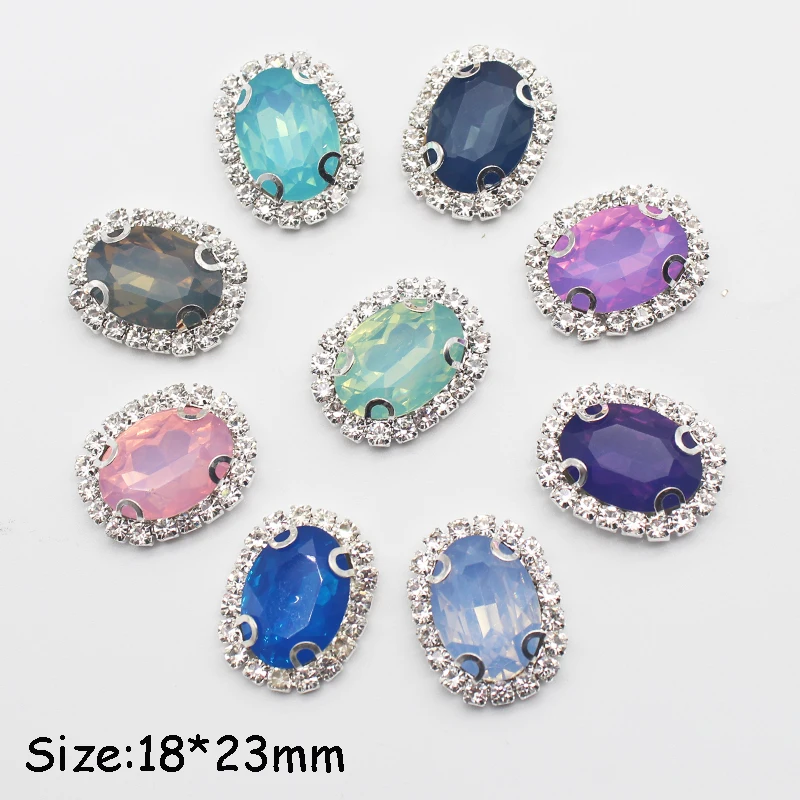 

Fashion New 10Pcs Flat Bottom Oval Rhinestone Jewelry For Wedding Headwear Jewelry Clothing Sewing Decoration