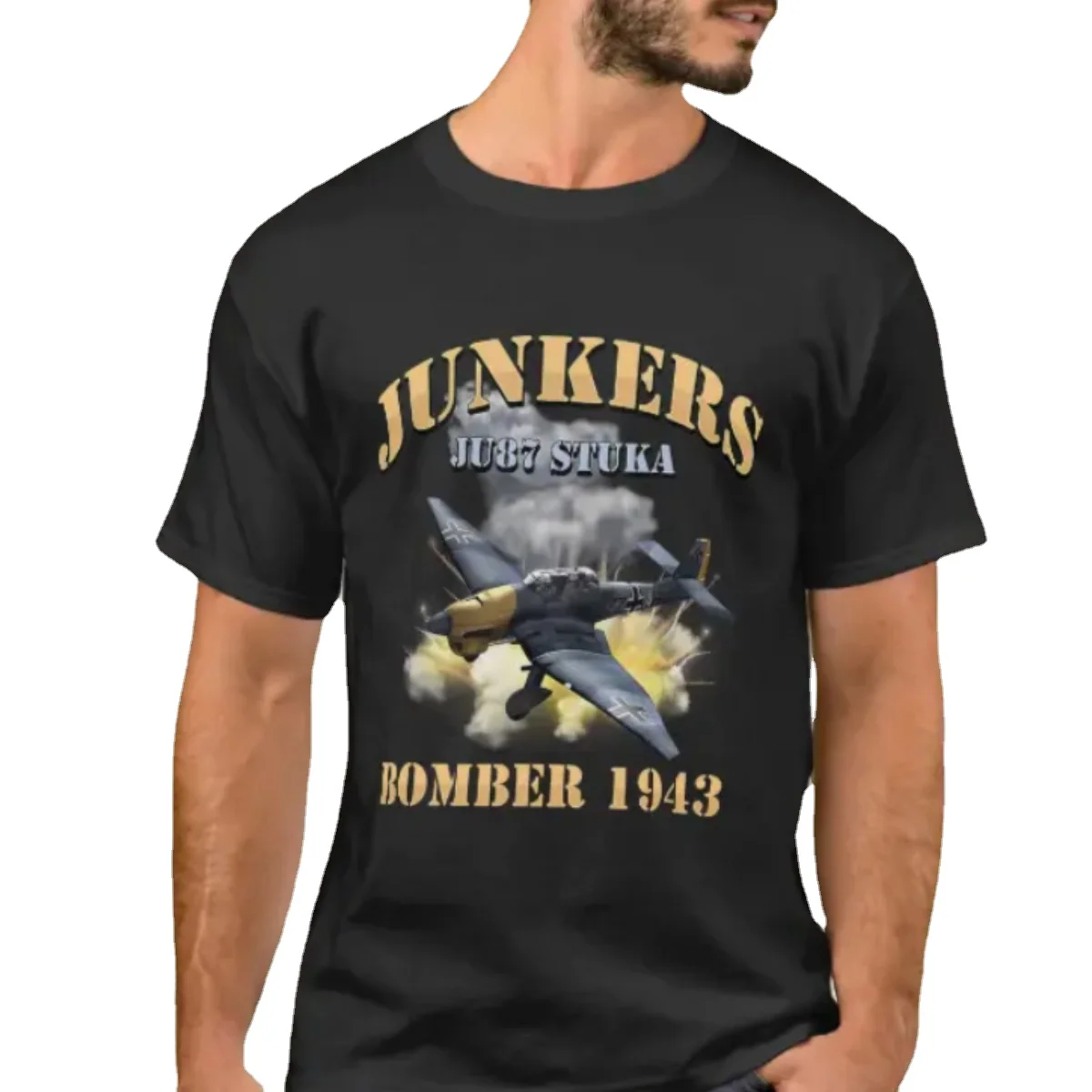 

Vintage WWII German Junkers Ju87 Stuka Bomber T-Shirt. Summer Cotton Short Sleeve O-Neck Mens T Shirt New S-3XL