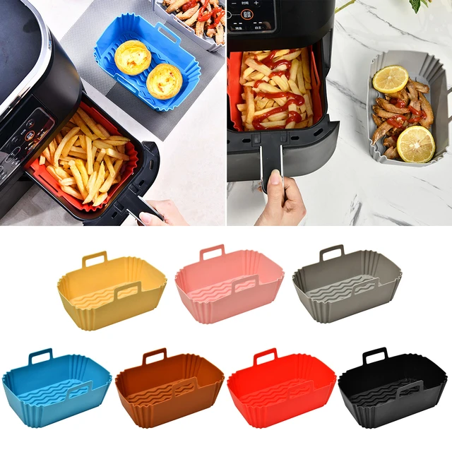 2PCS Air Fryer Silicone Tray Dish Dual 2 Basket Baking Pan Oven Pot Plate  Liner Dual Air Fryer Accessories For Ninja Foodi - AliExpress