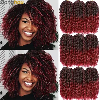 Kinky Curly Crochet Hair 8inch Short Passion Twist Marlybob Crochet Braids Hair Marlybob Jerry Curl Synthetic Curly Hair Bundles 1