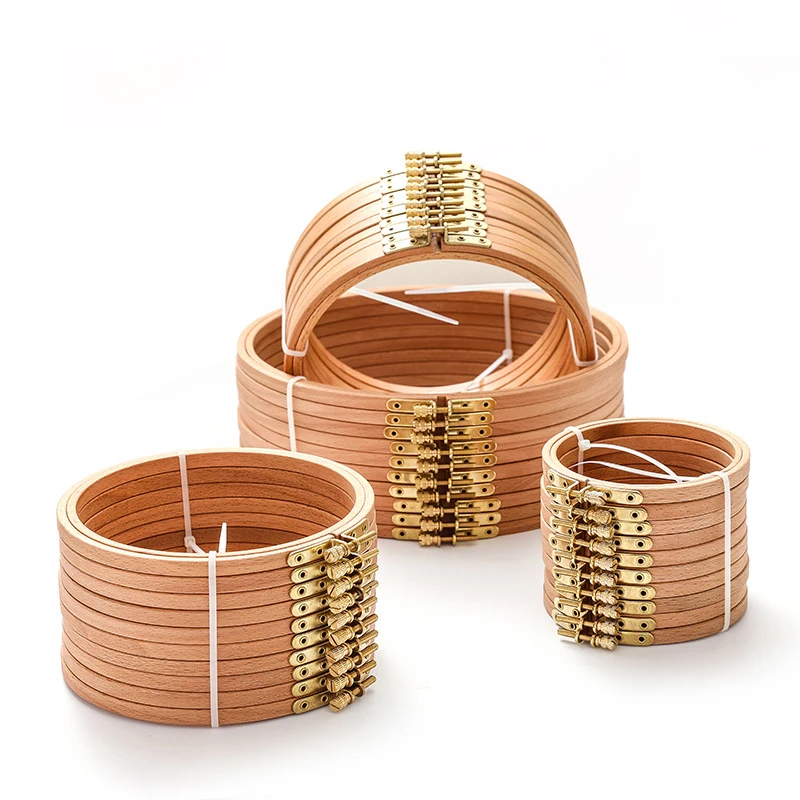 10pc/Set High Quality Beech Hoop 3-12 Inchs Wooden Embroidery Hoops Frame Embroidery Circle Ring Kit Needle Stitch Sewing Tool