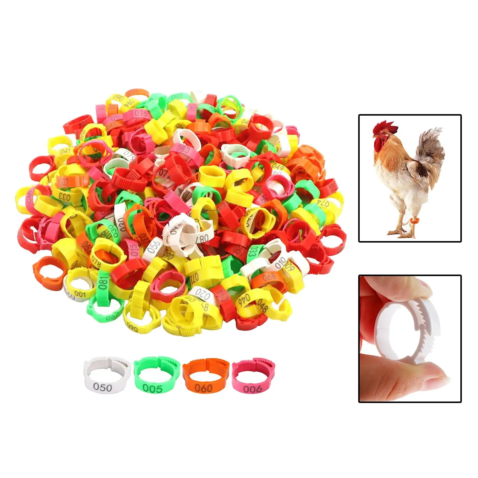 Poultry Foot Rings Foot Label Rings 100 Pieces Chicken Marker Tag Poultry Leg Bands for Pigeon Ducks Goose Birds Chickens