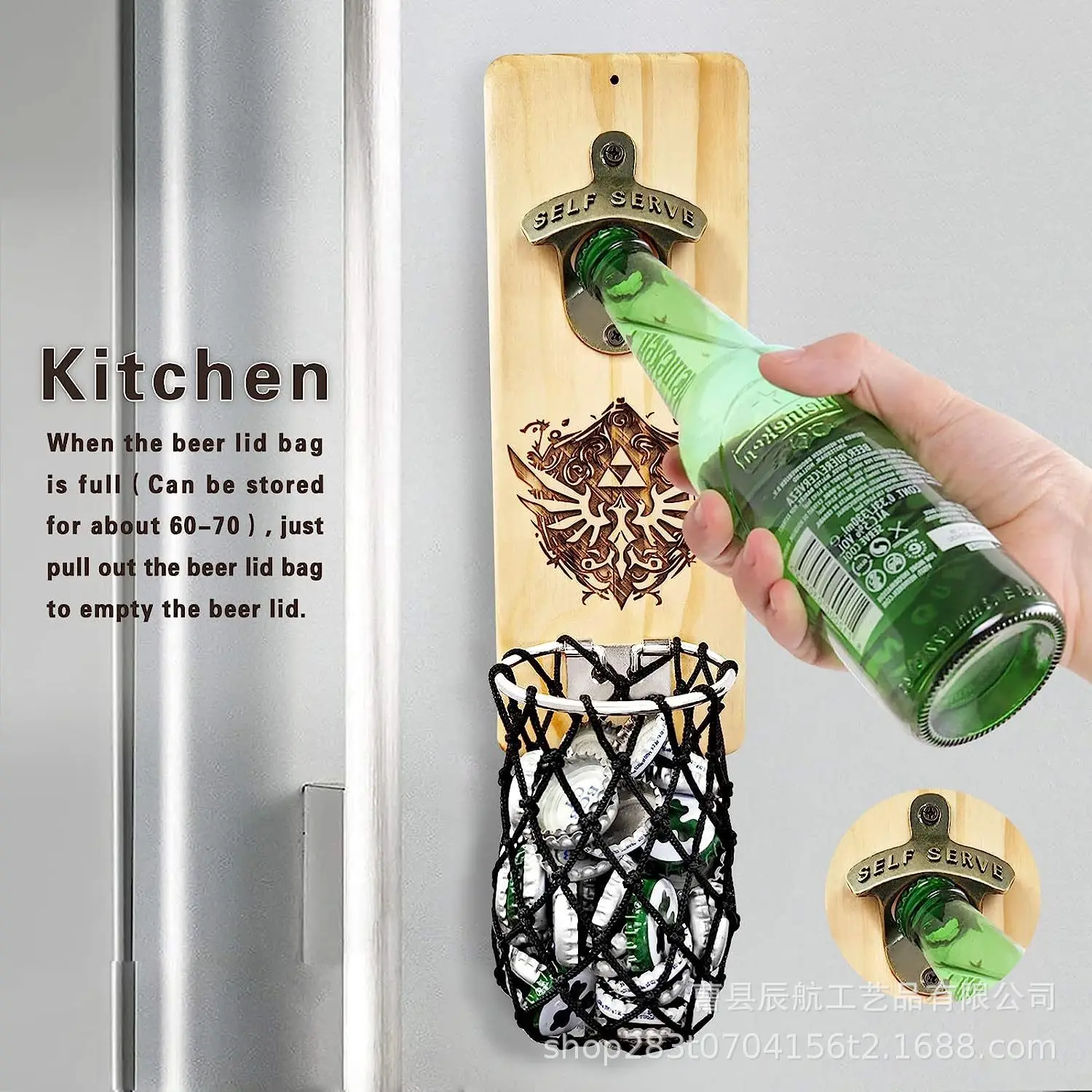 

Деревянная настенная открывалка для пивных бутылок, магнитная всасывающая наклейка на холодильник, открывалка для пивных бутылок, деревянная отвертка для пива