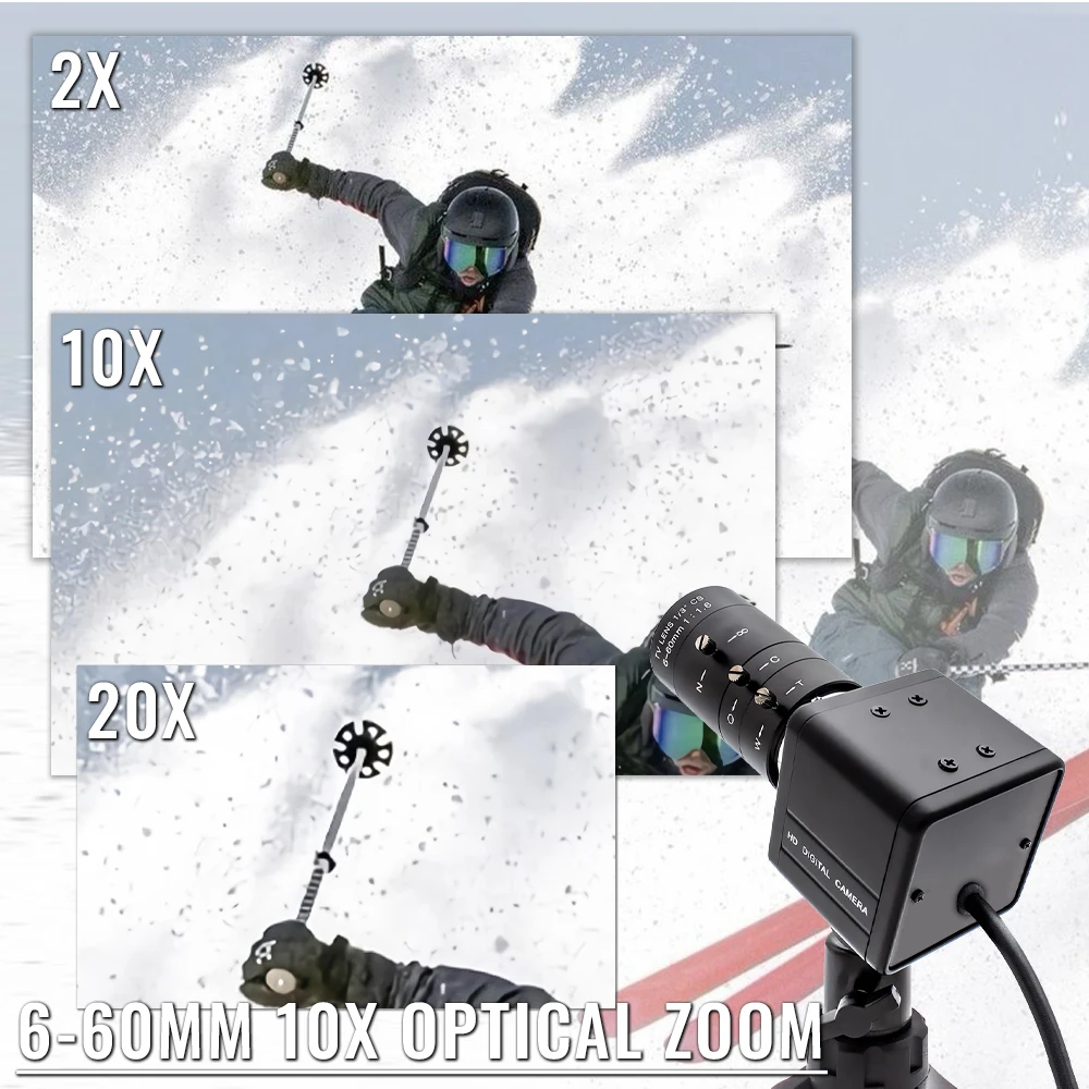 Global Shutter USB Camera 1080P 90FPS Industrial Metal Box With 5-100mm Varifoca