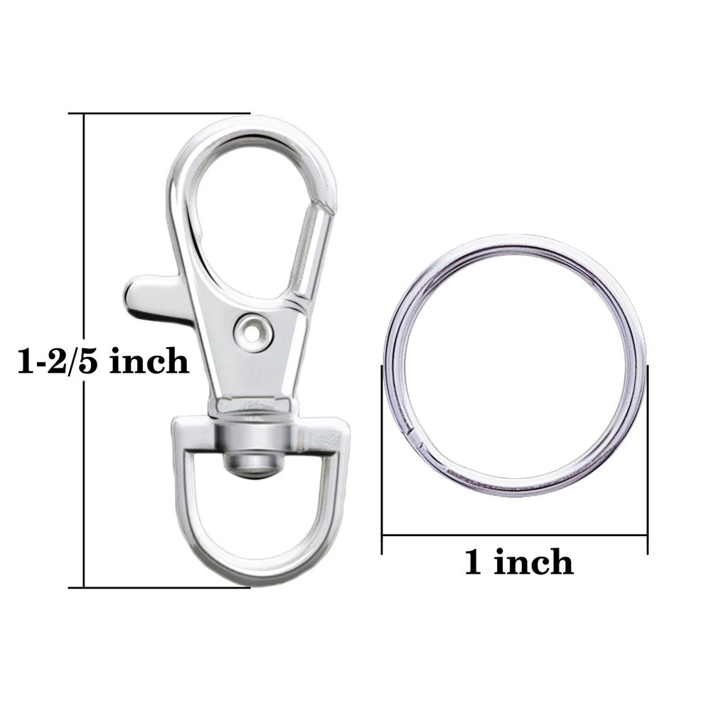 Metal Swivel Lanyard Snap Hooks and Split Key Rings Chain Hook for DIY Key chain Making 30pcs key chains