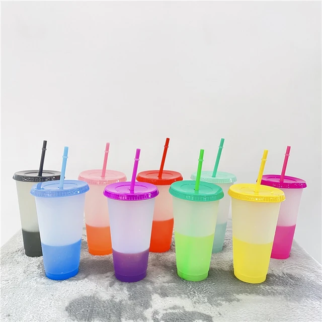 5 Pack Tumblers with Lids 24oz Colored Acrylic Reusable Cups with Lids and  Straws | Plastic Tumblers With Straw ! Vinyl DIY Gifts