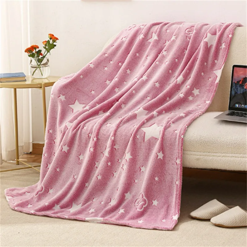

Luminous Blanket Double-Sided Flannel Luminous Cover Blanket Children's Fluorescent Blanke Coral Fleece Air Conditioning Blanke