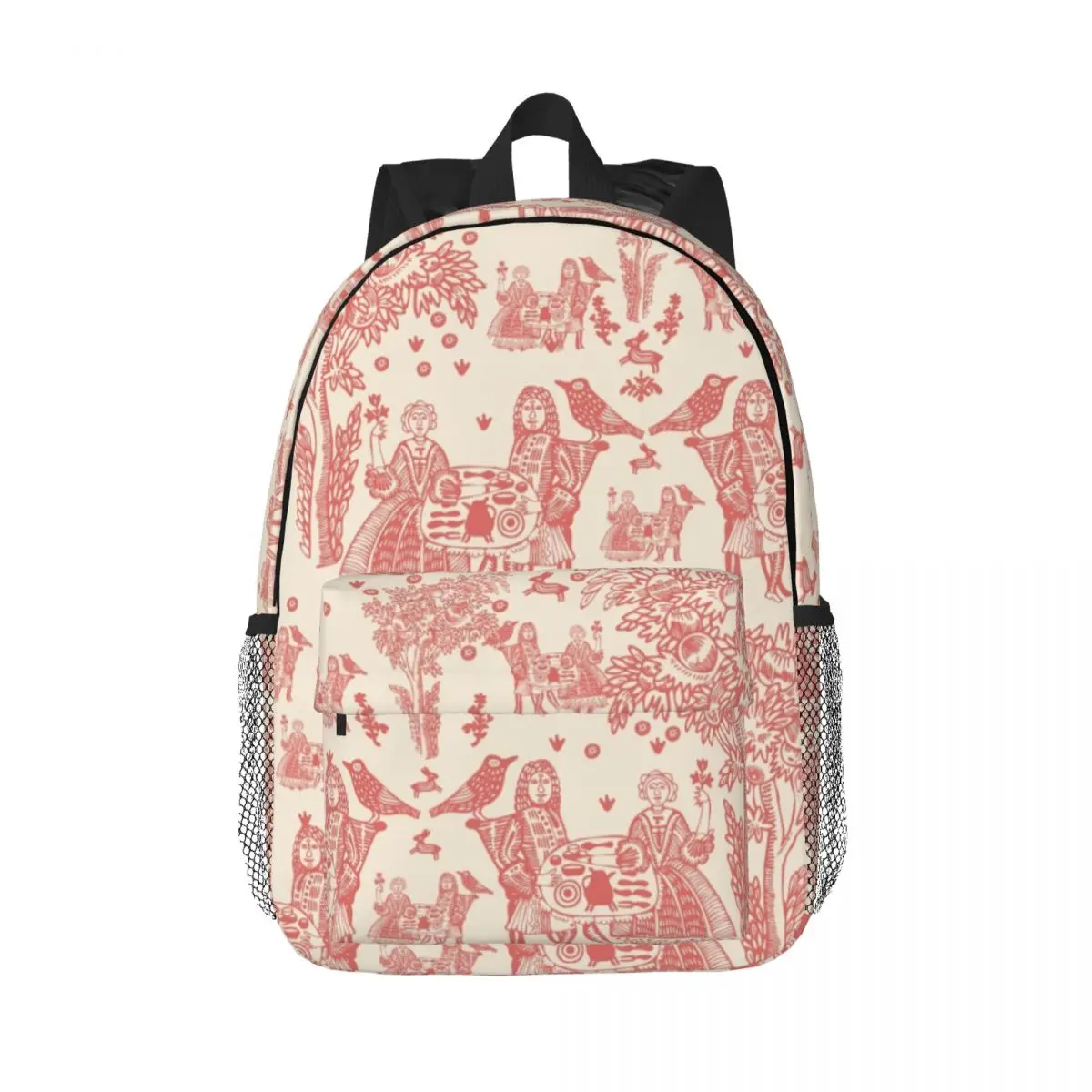 

Toile De Jouy French Motif Laptop Backpack Men Women Basic Bookbag for College School Student Flora Bags