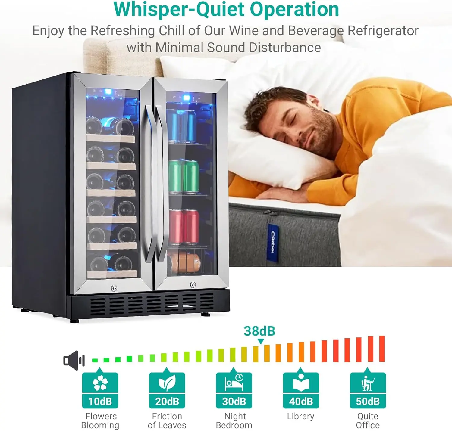 24 Inch Wine and Beverage Refrigerator, 20 Bottles & 88 Cans Wine Cooler with Dual Zone, Wine Fridge Built-In & Freestanding 5