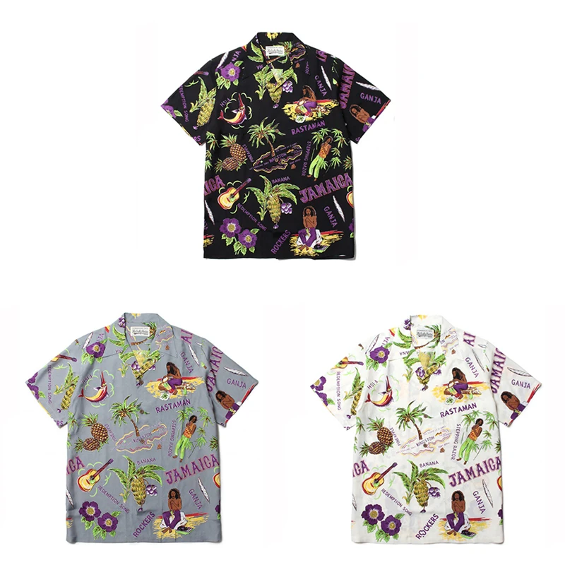 

Y2k Short Sleeve Jamaica Hawaiian Shirt Men Women High Quality Loose Shirt Clothes JAPAN