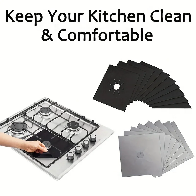 4pcs/8pcs/12pcs Premium Non-Stick Gas Stove Top Burner Covers-Heat Resistant, Washable, and Reusable Kitchen Protectors-Easy