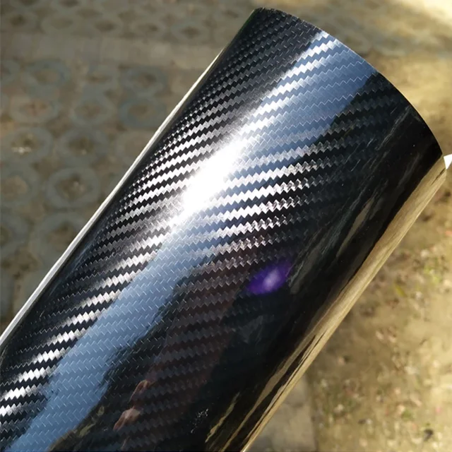 Film d'emballage de voiture en vinyle Ultra brillant en Fiber de carbone, sans bulles, autocollant pour voiture, peau d'ordinateur portable, couverture de téléphone, moto, véhicule 1