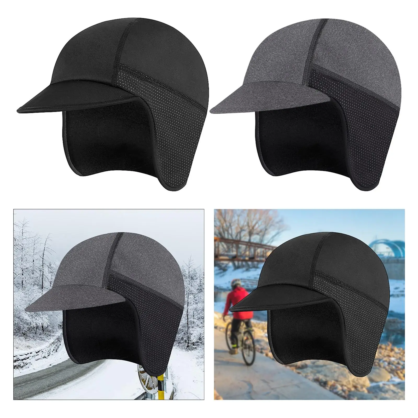 Cycling Hat Sweat Absorbent Baggy Hat Outdoor Warm Ear Protectors Sports Hat Lining Cap for Running Camping Hiking Ski Jogging