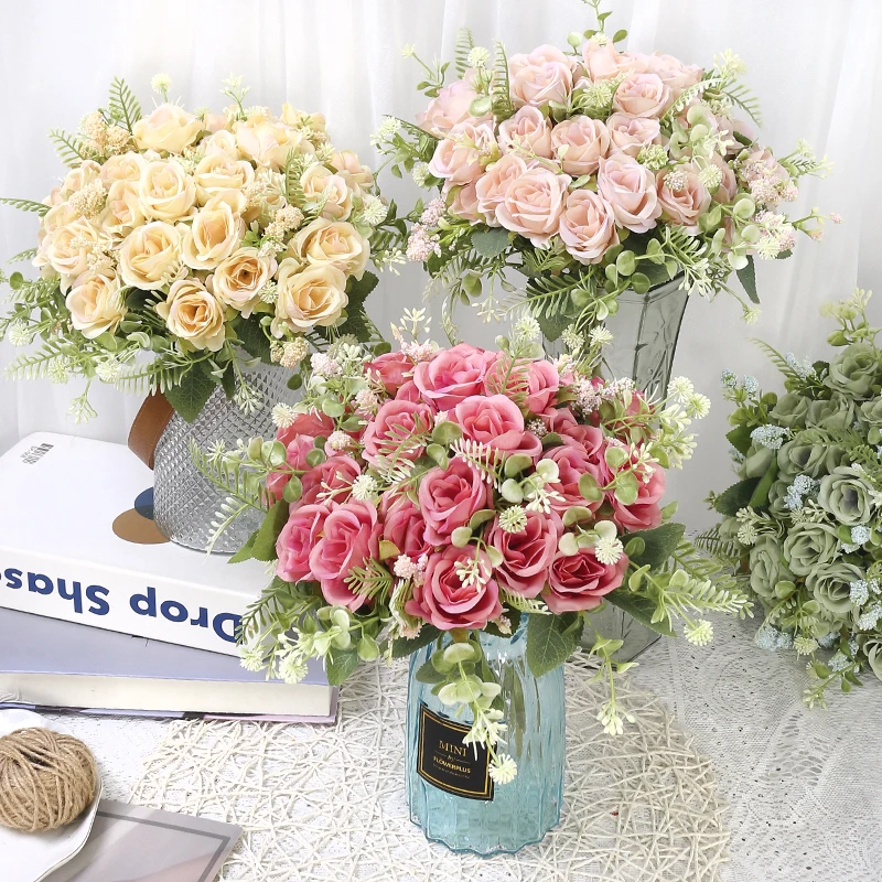 1/3/5PCS Künstliche Rose Blumenstrauß Wohnzimmer Dekoration Hochzeit Garten Blumen Garten Party Decor Outdoor braut Bouquet – Detail 6