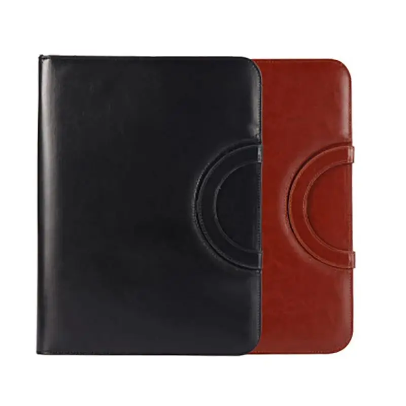 A4 PU 가죽 지퍼 파일 폴더 가방 문서 홀더, 계산기 포함, 휴대용 비즈니스 스쿨, 서류 가방 관리, 맞춤형 로고 