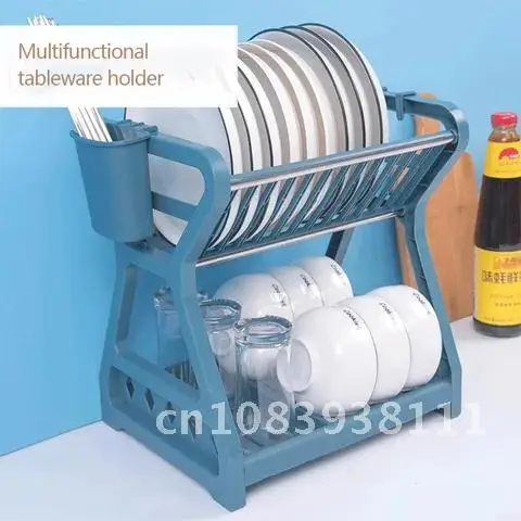 

Kitchen Supplies Double-Layer Dish Filter Rack Household Dish Drying Rack Tableware Utensil Holder Chopsticks Kitchen Tools