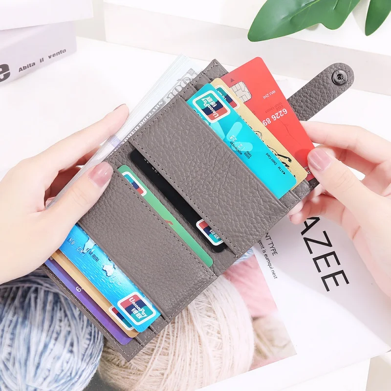 GENODERN Short Coin Purse Genuine Leather Multi-Card-Slot Mini Card Holder