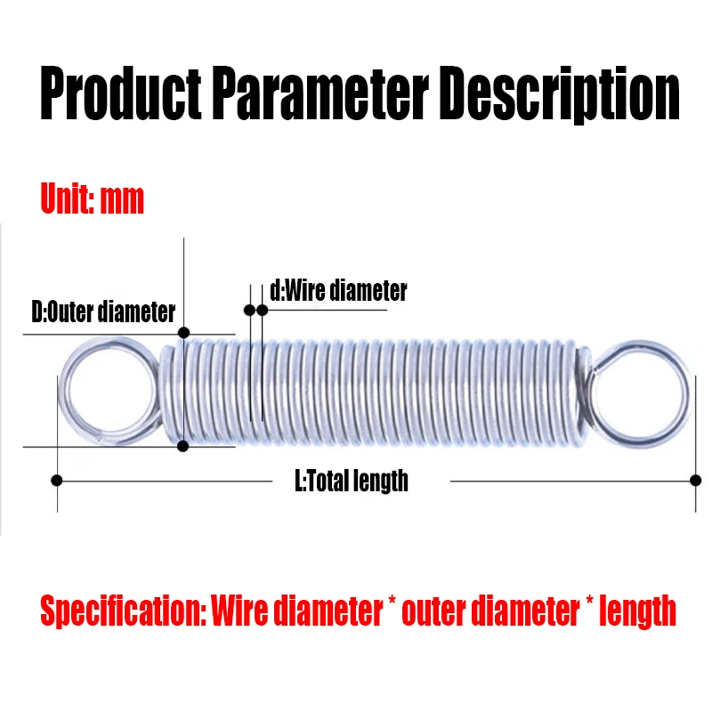 Molla Estensione Acciaio Diametro Del Filo Della Molla Di Tensione 0,5mm Diametro Esterno 4mm Molla Di Estensione, 5pcs, 0.5X4X60mm Molla 65Mn Temprata Per Uso Pesante