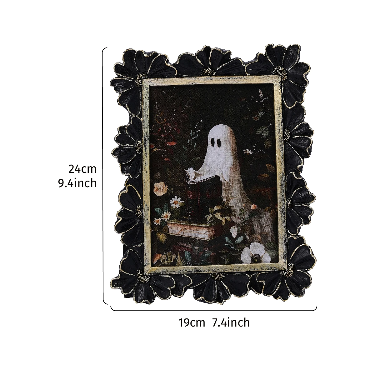 1PC, Halloween Decor Resin black and gold three-dimensional Daisy flower-shaped decorative photo frame