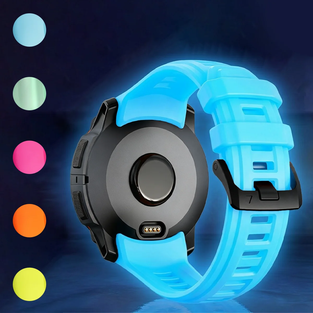 Glow-in-the-Dark Silicone Watch Band - Soft and Durable Replacement Wristband Bracelet (50/45mm)