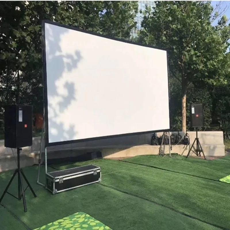 100 120-Zoll-Projektorleinwand für den Außenbereich, tragbar, schnell zusammenklappbar, mit faltbarem Ständer, 16:9 8K 4K-Kinosleinwand