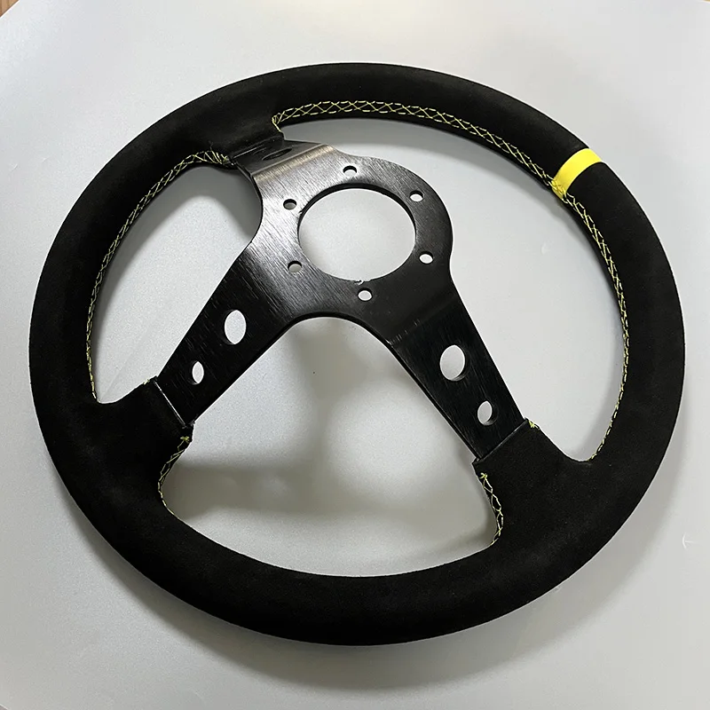 OM Universal 14 inches 350mm Car Sport Steering Wheel Racing Type Suede Leather car steering wheel