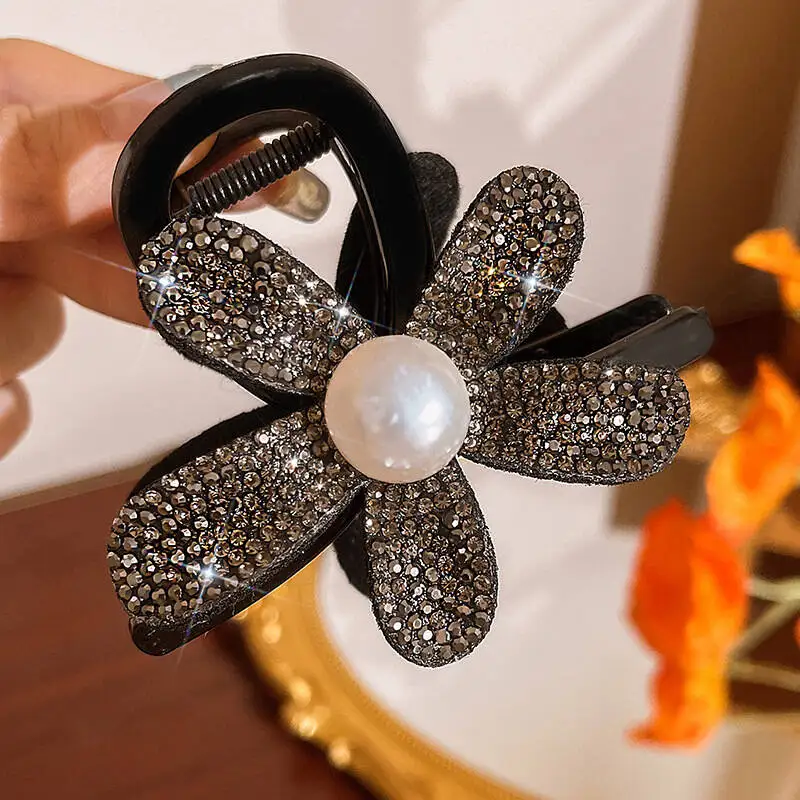 Retro Voller Kristall Blume Haar Krabben Haarspangen Für Frauen Koreanische Mode Kunststoff Haar Klaue Clip Haarnadeln Pferdeschwanz Haar Zubehör – Detail 12