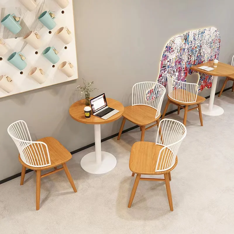 Luxury Light Style Restaurants Cafe Metal Chair for Bubble Tea Shops Hotels Malls Table and Chairs Set