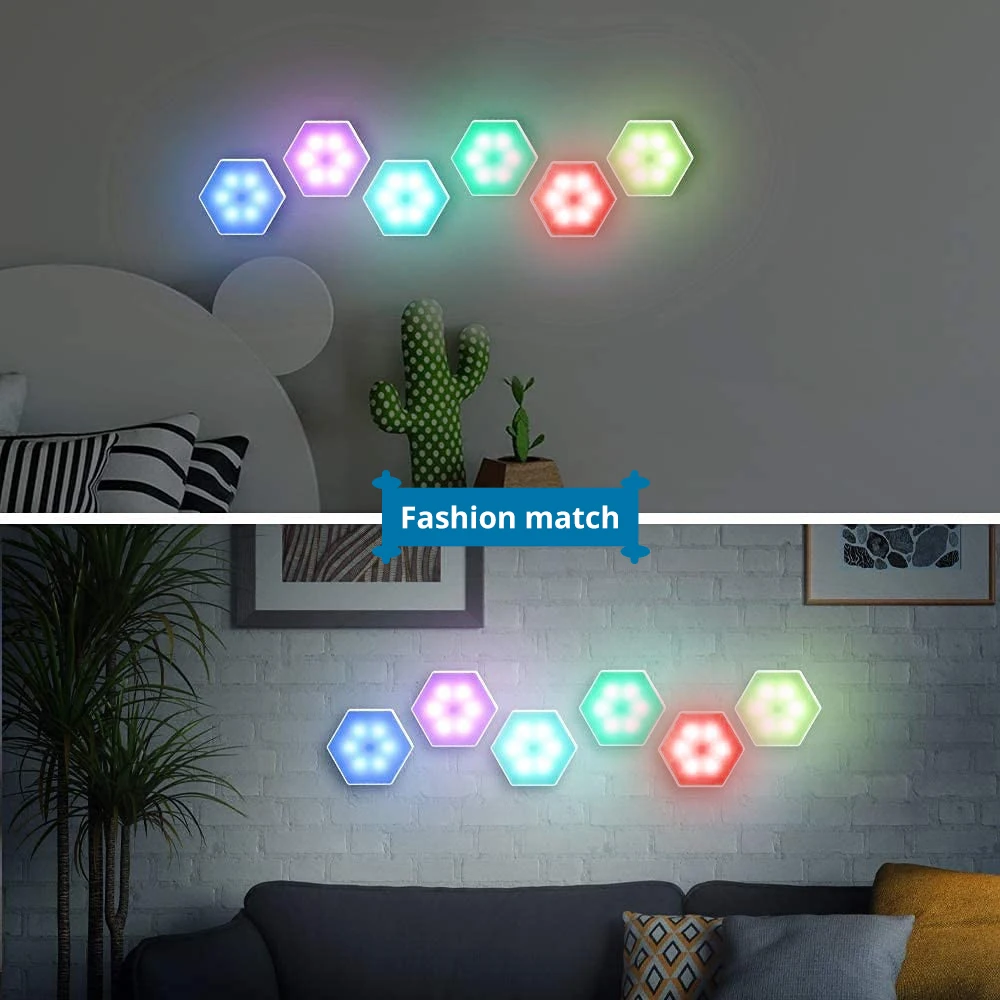 6Pcs Home RGB LED Quantum Hexagon Touch Sensor Wall Led Honeycomb