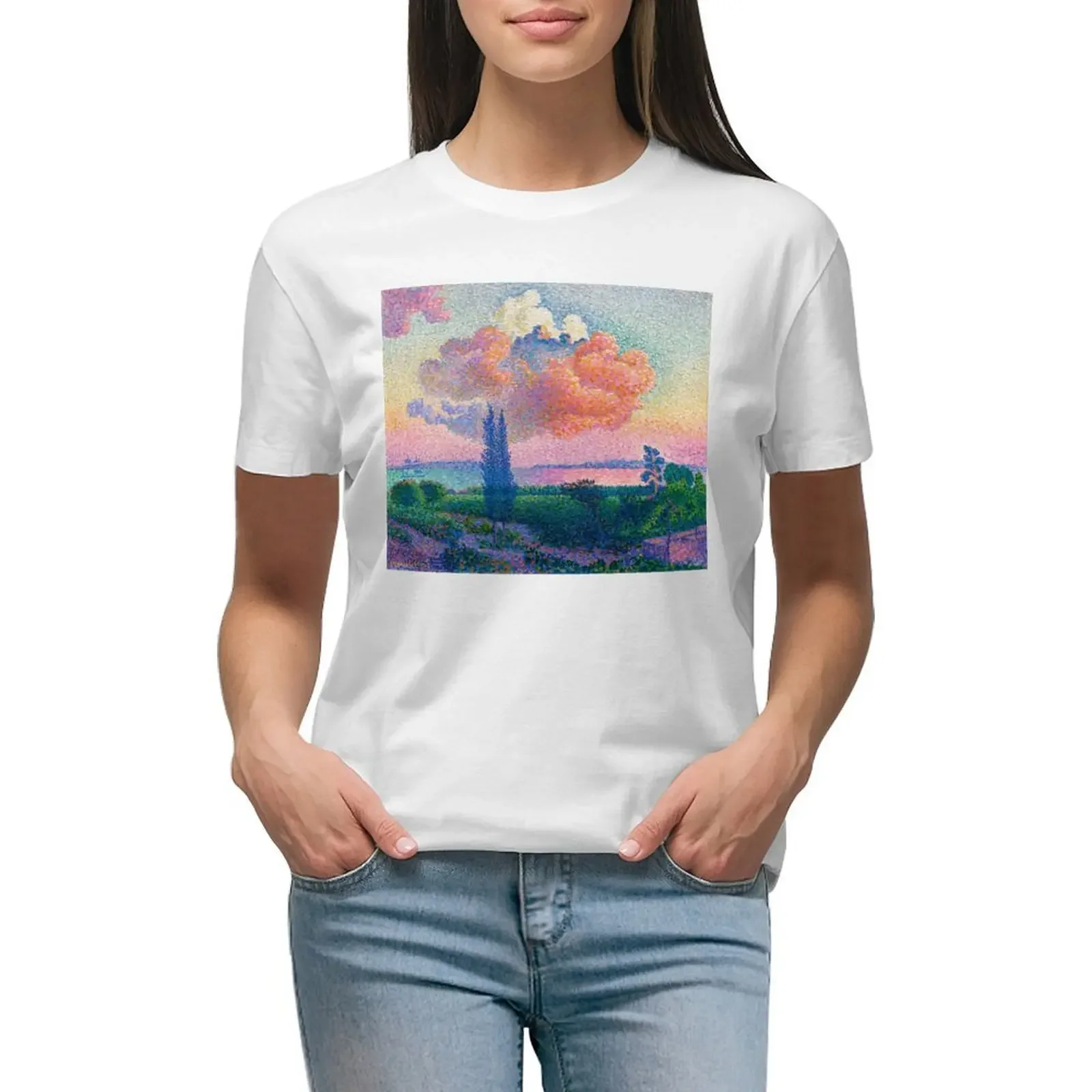 

The Pink Cloud painting Henri-Edmond Cross cloud pink with pink T-shirt tees oversized white t-shirts for Women
