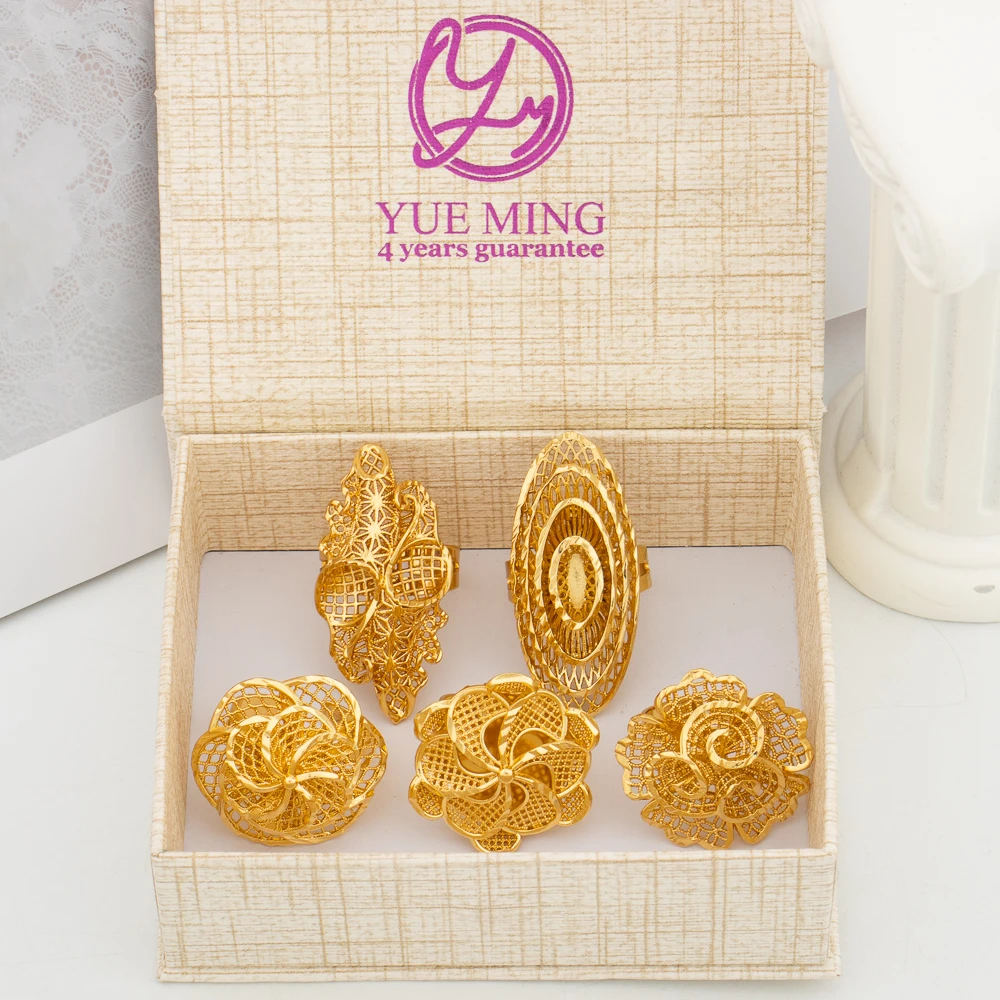 Italian Plated Jewelry Set Unique Finger Ring Women Big Style Flower ...