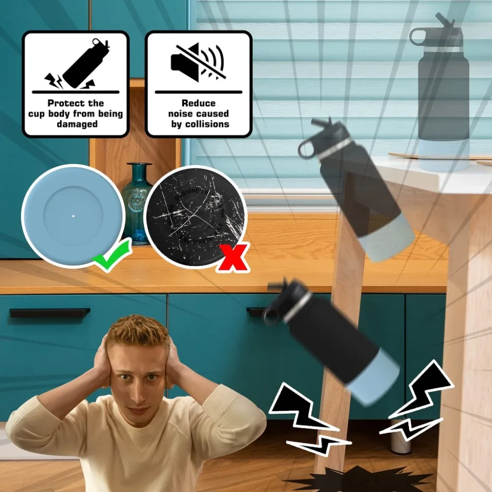 For Aquaflash HydroFlask And More 12-40 oz Anti-Slip Bottle Bottom Sleeve Cover Hexagon Texture Water Bottle Pad Protective Case