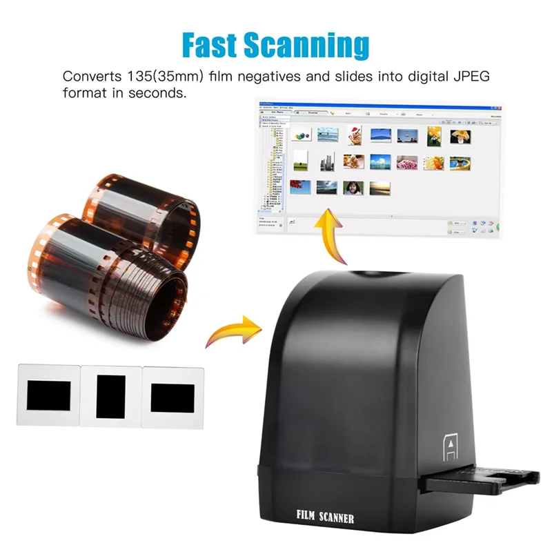 Superior-135 Film Slide Scanner Converter Portable Negative Film Scanner 8 Megapixel CMOS Convert Compatible With For Windows XP