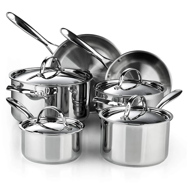 Emeril Lagasse Forever Pans, 10 Piece Cookware Set with Lids and Utensils,  Hard Anodized Nonstick Pans Pots and Pans Set - AliExpress